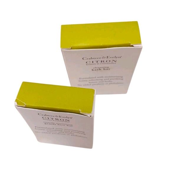 2pc Crabtree & Evelyn Citron Honey Coriander Cleanse Bath Bar & Gentle Face Soap - Picture 3 of 5